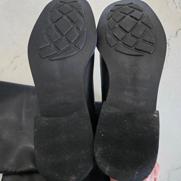Women's Etienne Aigner Tall Black Leather Legacy II Heeled Boots Size 6.5 - Picture 9 of 13